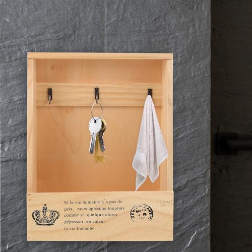 Caja para llaves de madera con diseño vintage multifuncional de pared 6