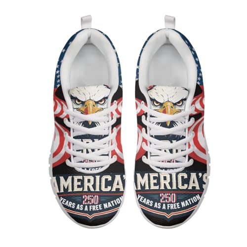 Image of Jeiento American Flag Shoes Men's Fashion Sneaker Sports Running Shoes Causal Travel Walking Flat Shoe Breathable