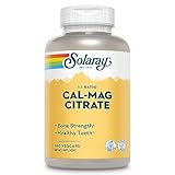 Solaray Calcium Magnesium Citrate 1000mg 1:1 Ratio, Bone Strength Supplement, Muscle, Nervous System and Bone Health Support, Chelated for High Absorption, Gentle Digestion, 30 Servings, 180 VegCaps
