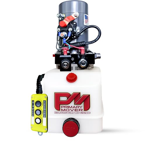 KTI 12Vdc Double Acting 4qt Hydraulic Pump for Dump Trailer - Hydraulic Power Unit - Dump Trailer Pump 4 Quart Poly Reservoir with Remote Controller (DC-45597)