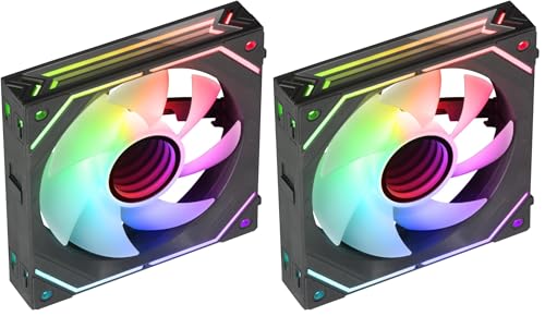 Mars Gaming MF-LINKFINITY, Ventilador Modular PWM 120mm, Sistema de Conexión LINKFINITY, Iluminación Infinity Mirror ARGB 360º, Ultra-silencioso 12dB, Negro (Paquete de 2)