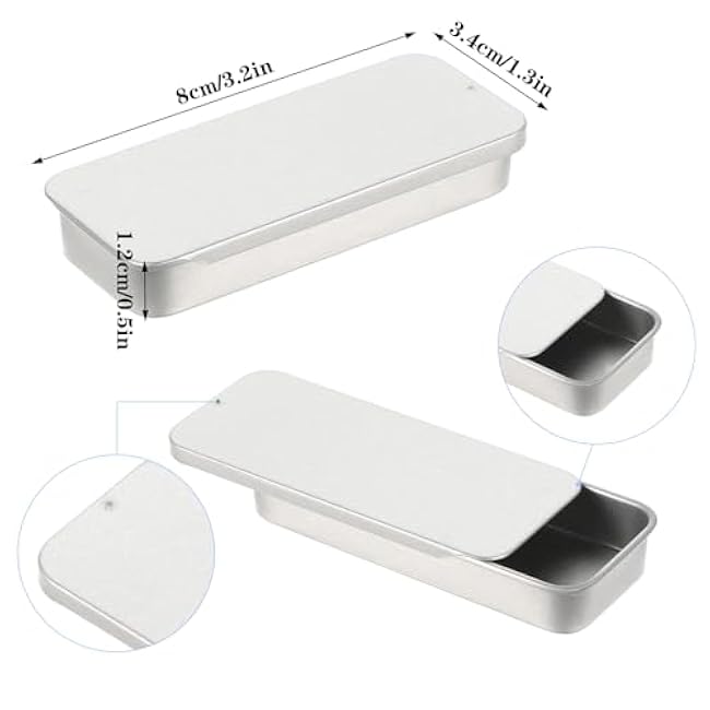 6 PCS Mini Metal Tin Box Containers, Waterproof Tin Box with Slide Top for Candy Gum Mint & Craft Storage, Tiny Storage Container with Lids, Fit in Pocket Purse Black, White, Silver
