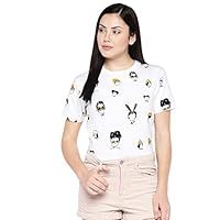 JUNEBERRY® Regular Fit Printed Cotton T-Shirt for Women