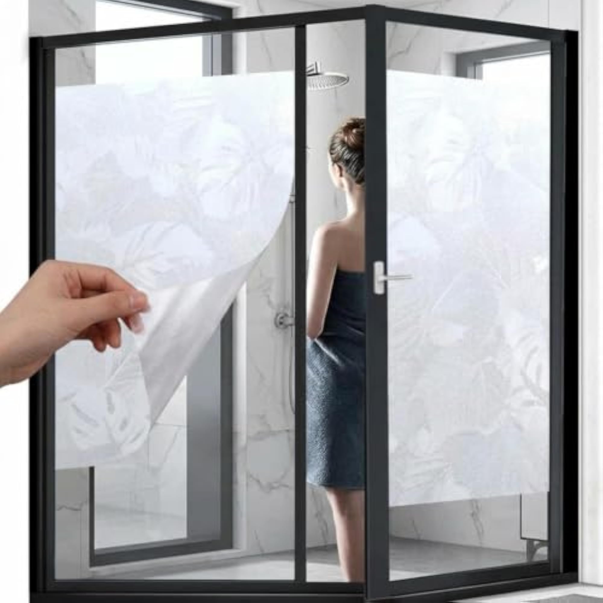 Stained Glass Window Film with Leaf Pattern