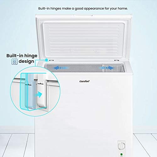 COMFEE' RCC199WH1(E) 198L Freestanding White Chest Freezer with Adjustable Thermostats, 4 Star Freezer Rating, Suitable for Outbuildings, Garages and Sheds