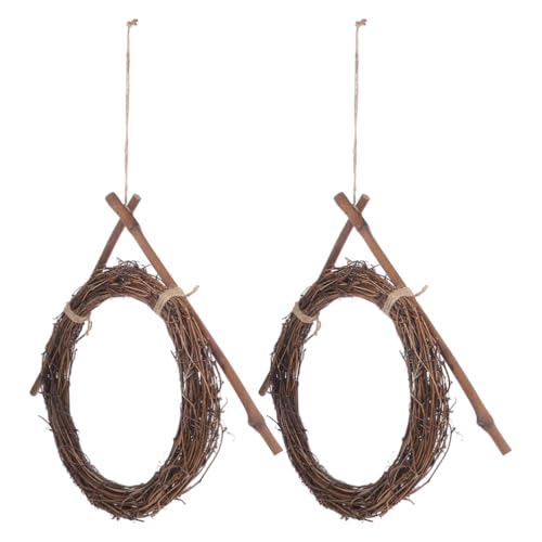 Happyyami 2pcs Rattan Wreath Frames Stylish Crafting Supplies for Decor for Weddings and Festive Occasions Easy to Install Reusable Decorations