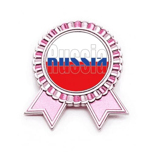 Broche drapeau russe Art déco en métal rose M pour sublimer vos vêtements