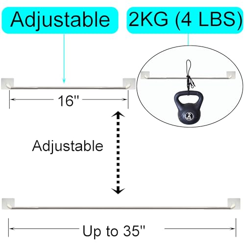 YYST Type D 16\" - 35\" Self Adhesive Curtain Rod Tension Petite cafe Cupboard Bar Sash Rod for French Door W 3.15″ Strong Self Adhesives (2)