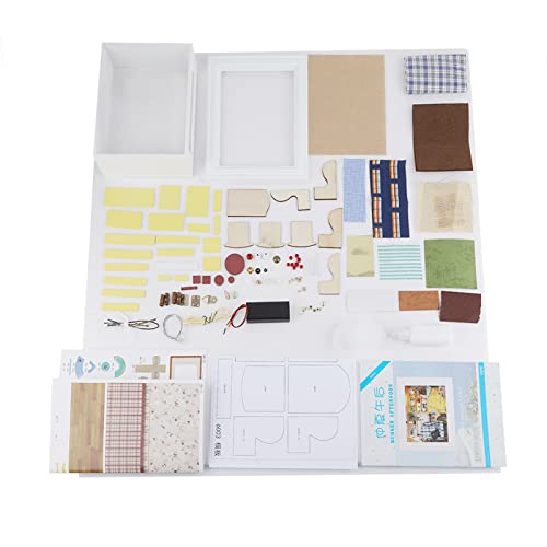 Mtlavishness Kit De Mini Casa De Muñecas DIY con Lámpara Iluminada Diseño Elegante De Marco De Fotos para Regalos De Cumpleaños Decoración del Hogar Adorno De Mesa
