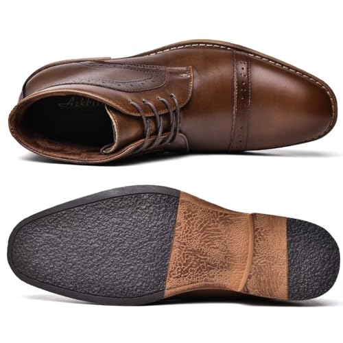 Image of Arkbird Chukka Boots for men, Grainy Leather Lace-up Ankle Boot Fashion and Comfort Casual Oxfords