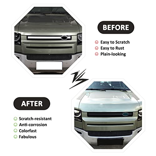 Image of Front Grille Trim Strips for Land Rover Defender 90 110 2020-2026 Grille Trim Strips Cover Frame Car Decorations Stickers (Matte Black)