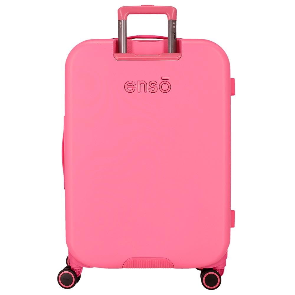 Enso Annie Walizka Średnia Różowa 48 x 70 x 28 cm Twardy ABS Zintegrowany Zamek TSA 79L 4,32 kg 4 Podwójne Koła, Różowy kolor, średnia walizka