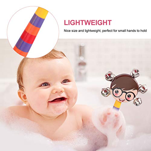 STOBOK 5Pcs Chocalho Tambor de Brinquedo para Crianças Com Alça de Madeira Arco-Íris Alça de Sinos A