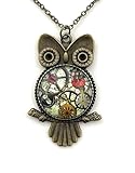 Fern & Filigree Steampunk Owl Necklace - Handmade - Unique Pendant for Women