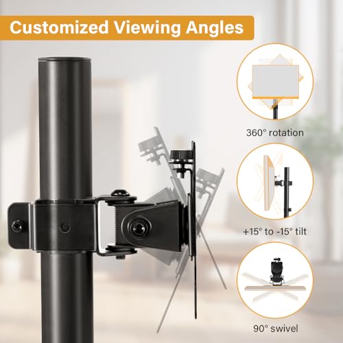 Image of WKWKER Universal TV Stand Table Top fits 13-32inch 360 Swivel Height Adjustable TV Stand with Mount Base with Tempered Glass Base