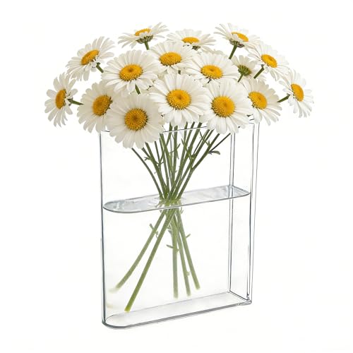 1 vaso da fiori a forma di libro in acrilico trasparente, vaso per fiori, 20 x 15 x 1,5 cm, vaso da fiori per libreria, casa, camera da letto, ufficio, libri, regalo per amanti (trasparente-B)