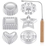 7 Pieces Rosettes Timbale Set Rosette Iron Set with Handle Lotus Flower Bunuelos Cookie Maker Mold Funnel Cake Maker Kit