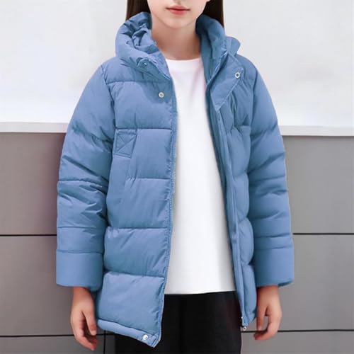 Winter Coats for Girls Heavyweight Warm Puffer Jacket with Hood Kids Zip Up Down Jacket Full Zipper Snow Outerwear2