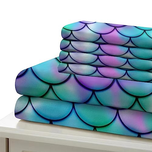 Linge de lit sirène 3D en microfibre premium pour lit double
