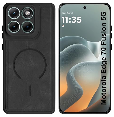 Image of SBMS Back Cover for Motorola Edge 70 Fusion 5G | Ultra Slim Soft Rubberised Hard Case | Oil Feel Soft Leather Back | Mag-Safe Design (Mag-Safe Not Support) | Camera Protection Edge 70 Fusion (Black)