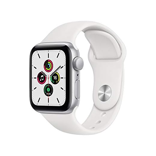2020 Apple Watch SE (GPS, 40 mm) Boîtier en Aluminium Argent, Bracelet Sport Blanc