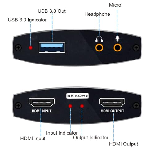Tobo USB3.0 HDMI 4K@60Hz Video Capture HDMI to USB Video Capture Card Key Game Live Streaming with Mic-Input, HDMI Loop-Out, Capture Card 1080p... - Image 3