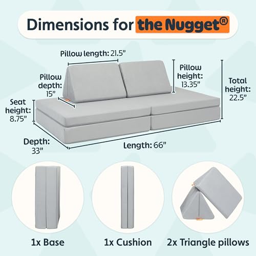 Image of Nugget - The Original Play Couch for Kids - Modular Foam Children's Sofa for Playroom, Imagination, & Creative Open Ended Play - Washable & Convertible Playroom Furniture, Koala