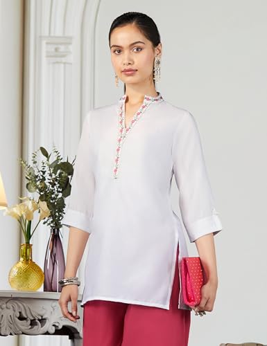 Image of Libas Womens Solid Cotton Blend Straight Kurti for Women Suit