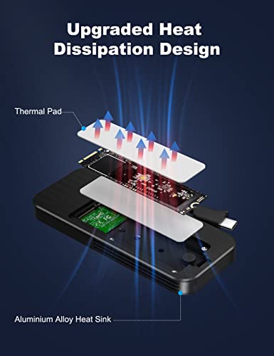 NVMe Gehäuse, ANYOYO M.2 NVMe SATA Gehäuse 10 Gbps PCIe M.2 SSD Gehäuse für 2230 2242 2260 2280 M.2 NVME/SATA SSD von M-Key oder M+B Key, Typ-C USB 3.2 Gen2 Solid State Drive Hülle, Unterstützt UASP