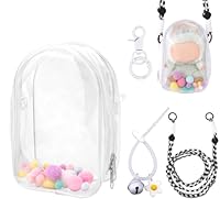 Transparente Figur Vitrine, Puppenschutzhülle Puppenhülle Tragbare PVC Umhängetasche Puppentasche Protector mit Schlüsselanhänger für 15cm Puppenzubehör (Weiß)