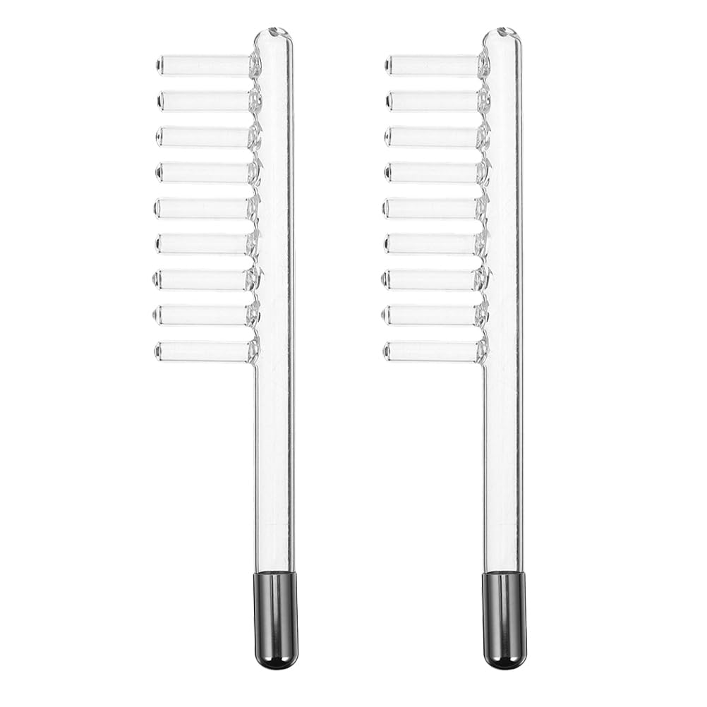 Beavorty Lot de 2 accessoires pour appareils d'électrothérapie - à haute fréquence - Barre d'électrode - Peigne à haute fréquence - - Peigne électrique - Verre transparent