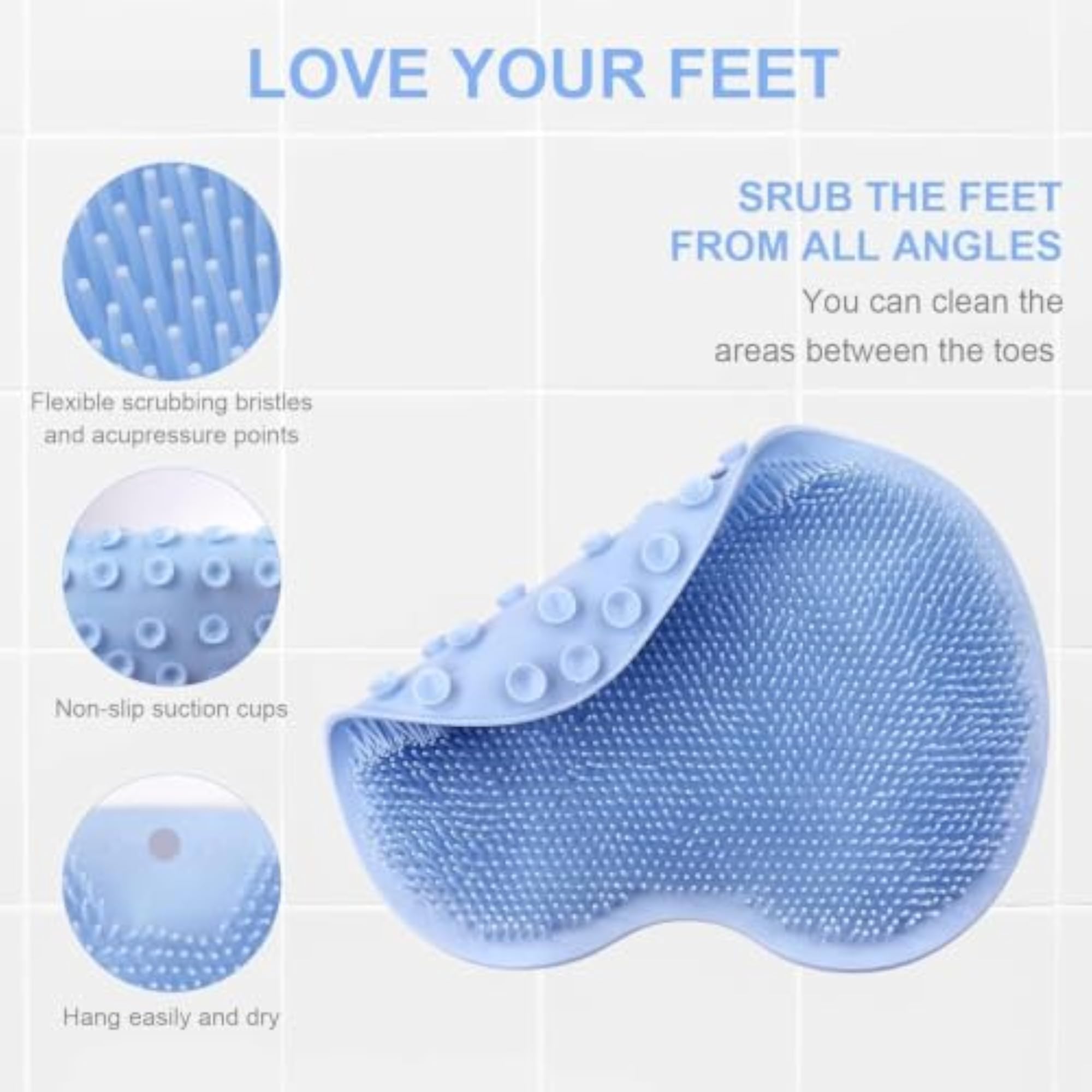 Toilet and Shower Foot & Back Scrubber Mat with Suction Cups