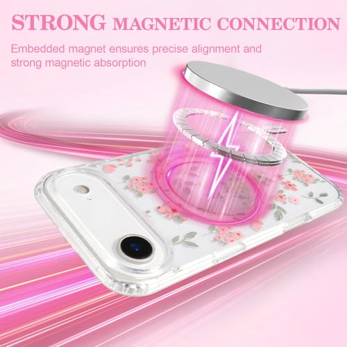 Etui compatible MagSafe iPhone Air coque fleur rose antichoc - 2