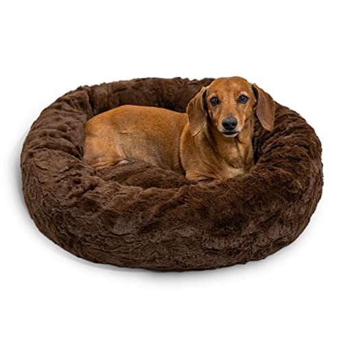 Best Friends By Sheri The Original Calming Donut Cat And Dog Bed In Lux Fur Dark Chocolate, Small 23X23 #TOP3