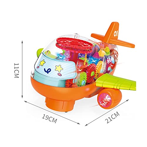 Image of Goyal's Transparent Gear Plane With Wide Wings - 3D Concept Toy With 360 Rotation, Moving Simulation Technology, Sound & Lights for Kids (Big)