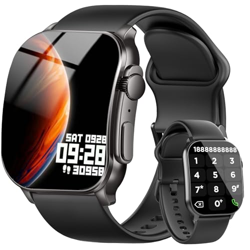 Smart Watch for Men, 2.01" AMOLED Curved Display Fitness Tracker with Answer/Make Calls, 100+ Sport Modes, Fitness Watch with 24/7 Heart Rate/Sleep Monitor/Pedometer, IP68 Waterproof, for Android iOS