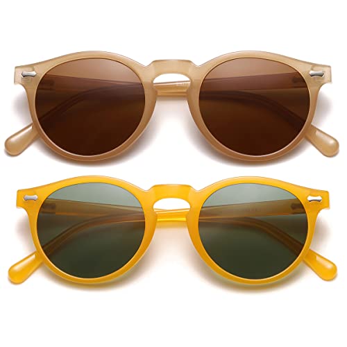 Image of Vintage Polarized Sunglasses for Men Women Round Retro Classic Fashion Eyewear UV400 Protection Sun Glasses