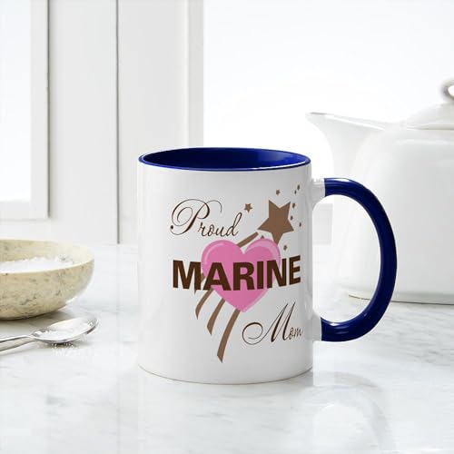 Taza de cerámica 11 oz con diseño Proud Marine Mom miniatura 4