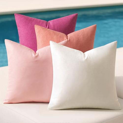 MIULEE Pack of 4 Decorative Outdoor Throw Pillow...