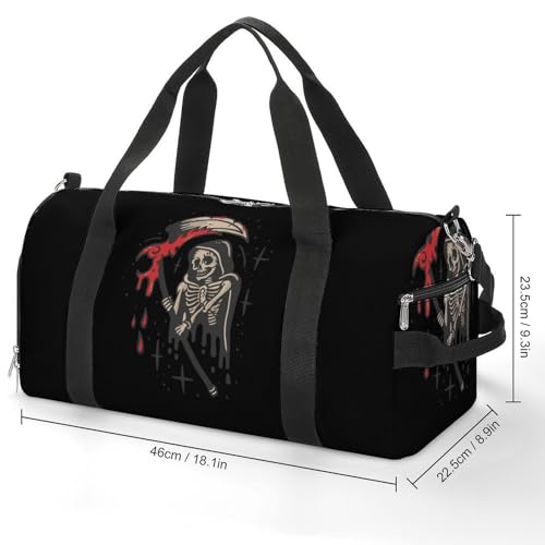 Grim Reaper Gym Sport Bag Travel Duffel Bags Tote with Shoe Compartment Water Resistant Pouch Unisex2