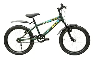 BSA Ambush 20T Kids Cycle, 5 to 8 Years Boys, Front Suspension, Sporty Straight Handlebar, Thick Tyres - Forest Green, 12 Inches Frame