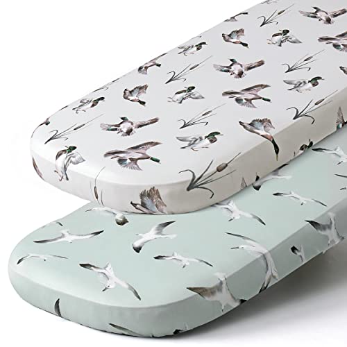 Image of Stretch Fitted Bassinet Sheet Set BROLEX 2 Pack Cradle Sheets for Bassinet Pad/Mattress,Unisex Boys Girls,Ultra Soft,Duck Seabird
