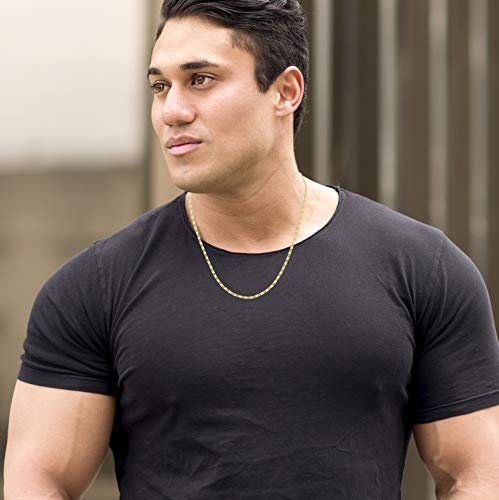 LIFETIME JEWELRY 2.5mm Diamond Cut Star Flat Link Chain Necklace 24k Gold Plated3