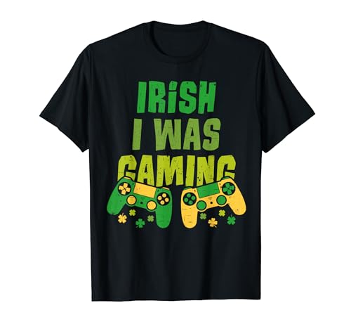 Irish I Was Gaming Boys Funny St Patrick's Day Gamer Kids Maglietta