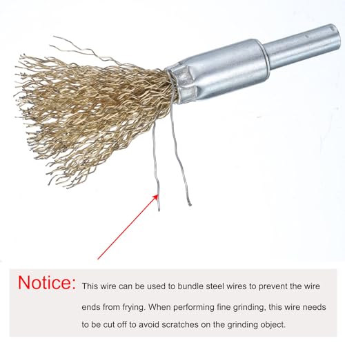 Image of uxcell 10pcs Wire Brush for Drill 1 inch Dia. Abrasive Wire Wheel 1 /4 inch Round Shank Carbon Steel Cup Brush Coarse Crimped Drill Attachment for Cleaning Rust Paint Abrasive
