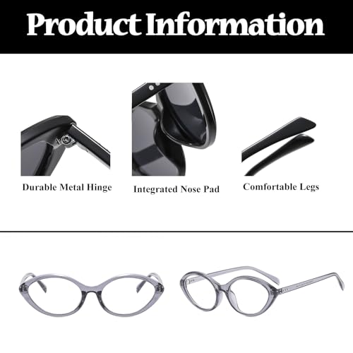 Image of LJCZKA Oval Blue Light Blocking Glasses Women Retro Small Cat Eye Frame Computer Eyeglasses Anti Eyestrain Clear Lens
