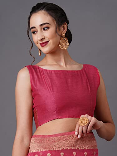 Image of AKHILAM Women's Kanjivaram Banarasi Silk Woven Design Saree With Unstitched Blouse Piece (Multicolored 2RANI20 Parent)