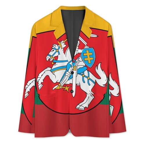 Lithuania Flag Lithuanian Emblem Classic Suits Blazer for Men Business Tuxedo Jacket Sport Coat Two Buttons3