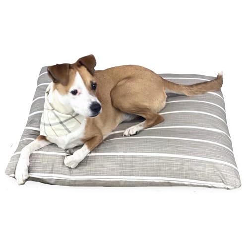 Sammy's Sew Shop Modern Ecru Stripe Dog Bed Cover (Small)