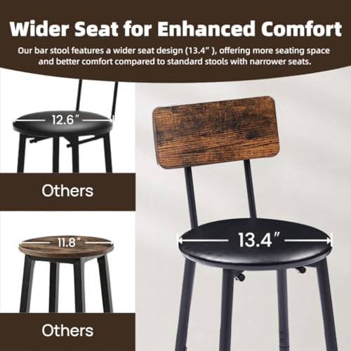 Image of Bar Table and Chairs Set for 2,3-Piece Pub Table Sets with 2 PU Upholstered Stools and Counter Height High Top Table,Space Saving,for Dining Room Small Space Apartment,Brown